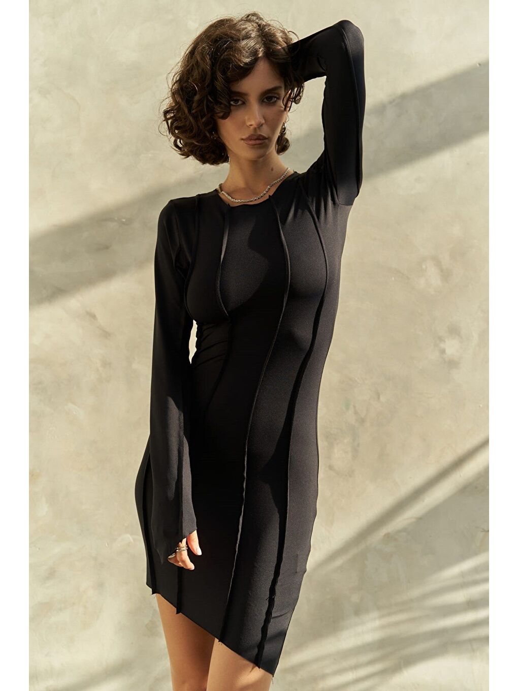 Lucy Çapraz Detay Siyah Mini Elbise-4