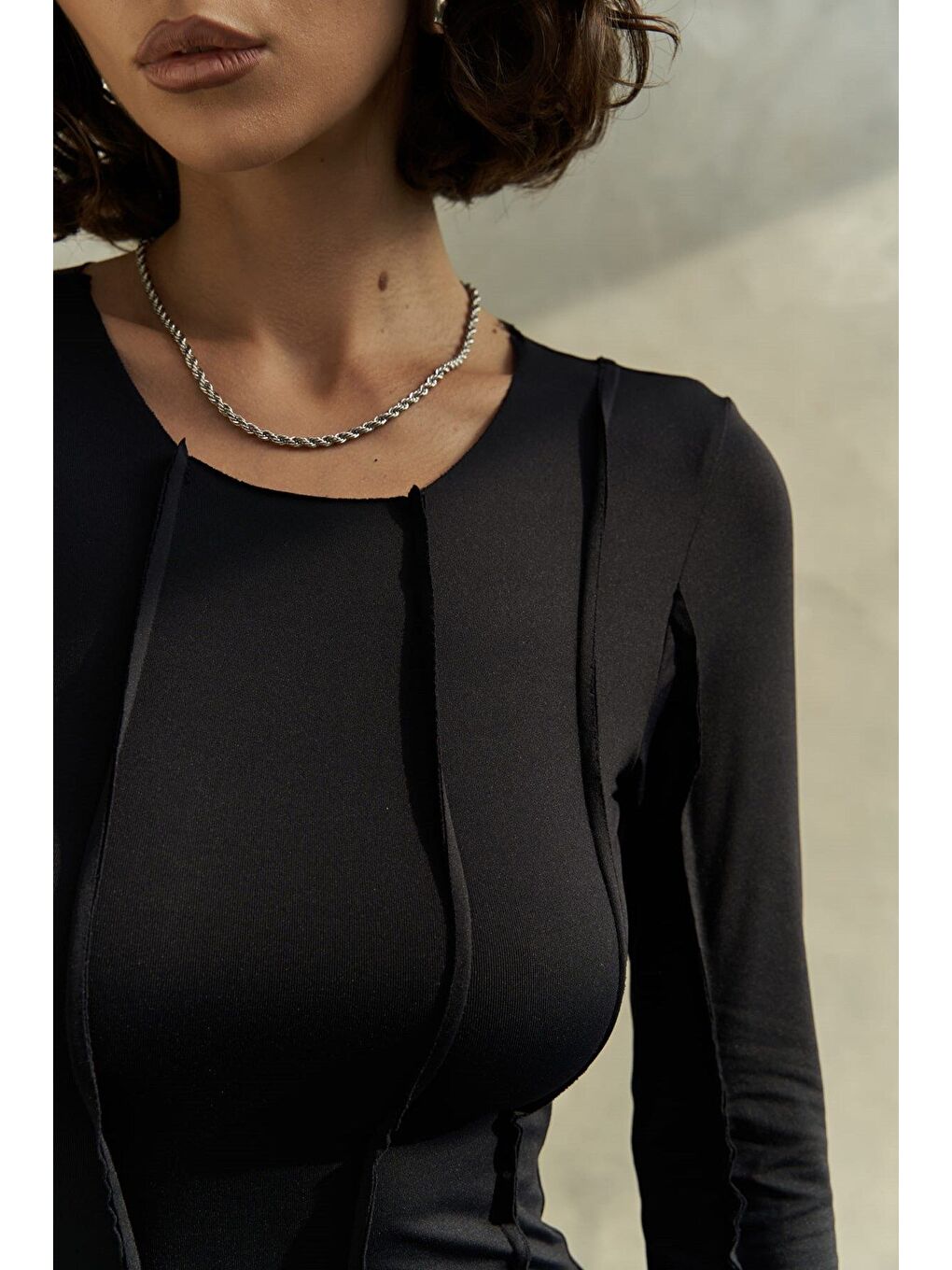 Lucy Çapraz Detay Siyah Mini Elbise-5