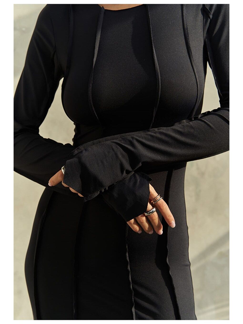 Lucy Çapraz Detay Siyah Mini Elbise-6