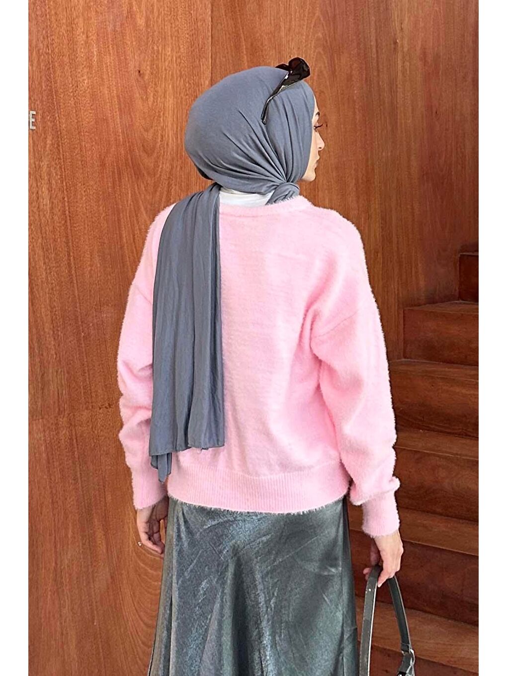 Sakallı Basic Hırka Pembe-3