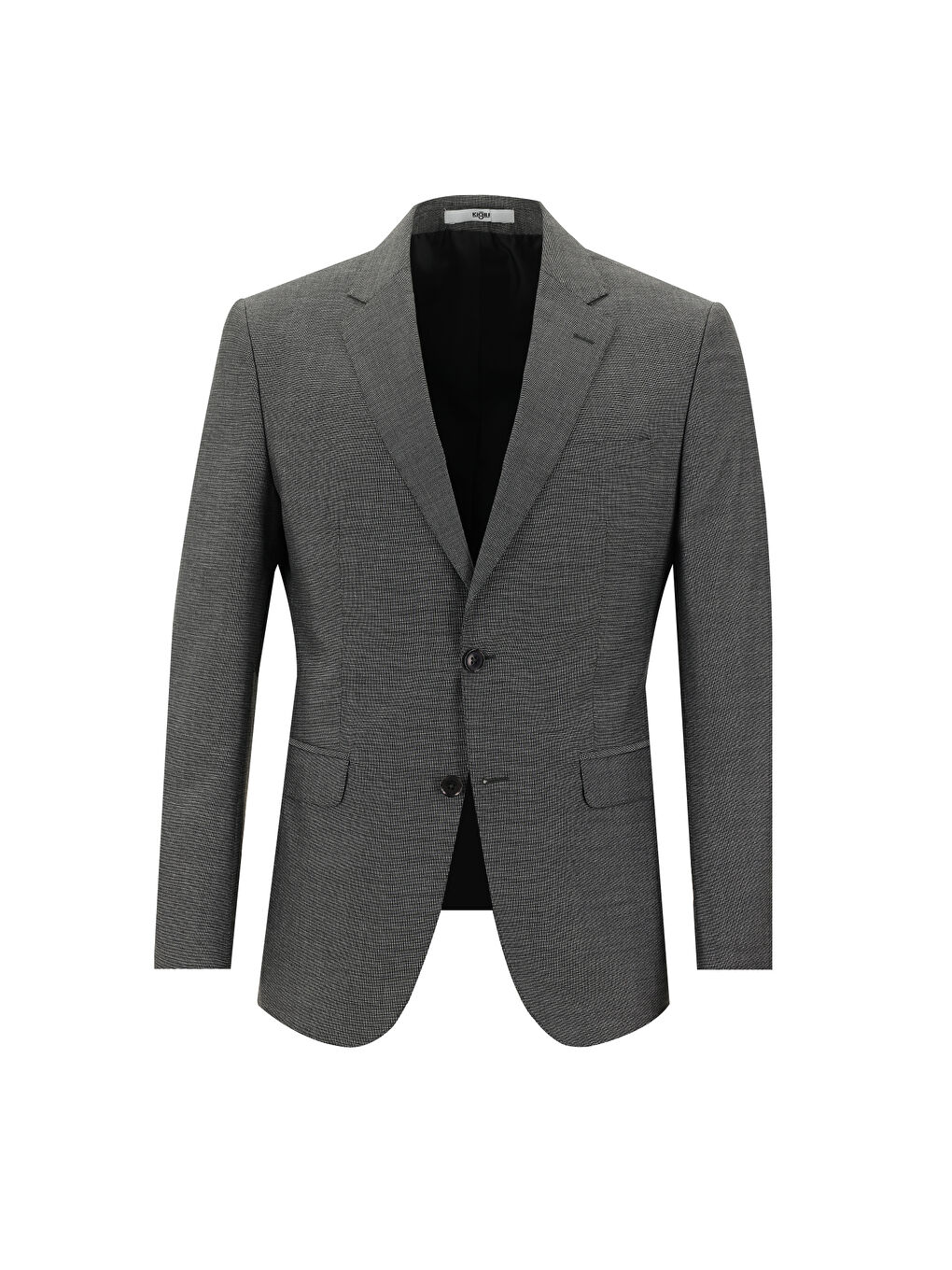 Antrasit Slim Fit Dar Kesim Beli Lastikli İpli Desenli Takım Elbise-1