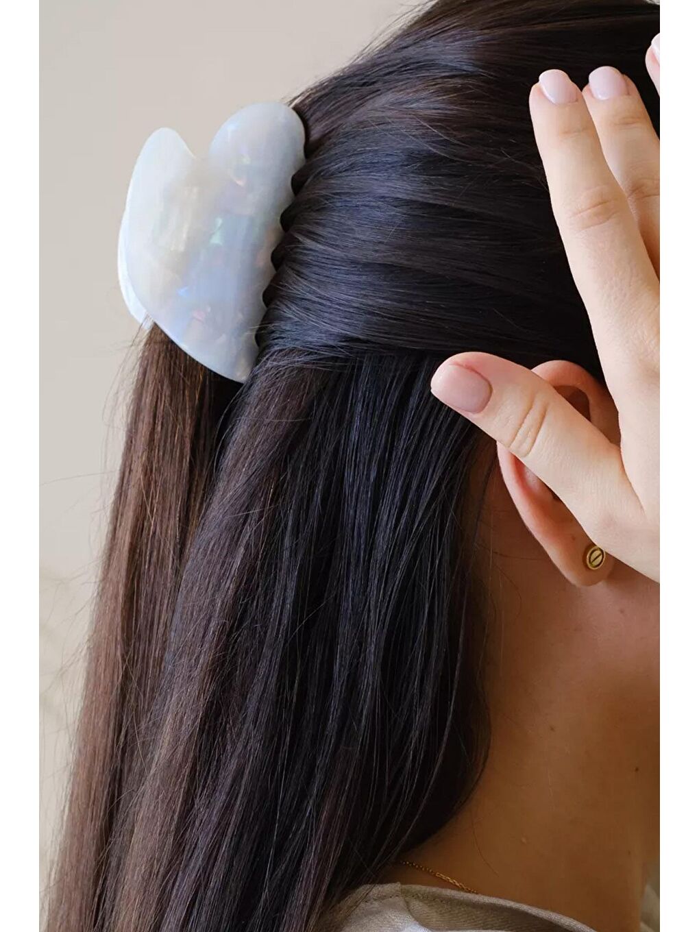 Beyaz Kalp Model Lüks Asetat Mandal Toka-3