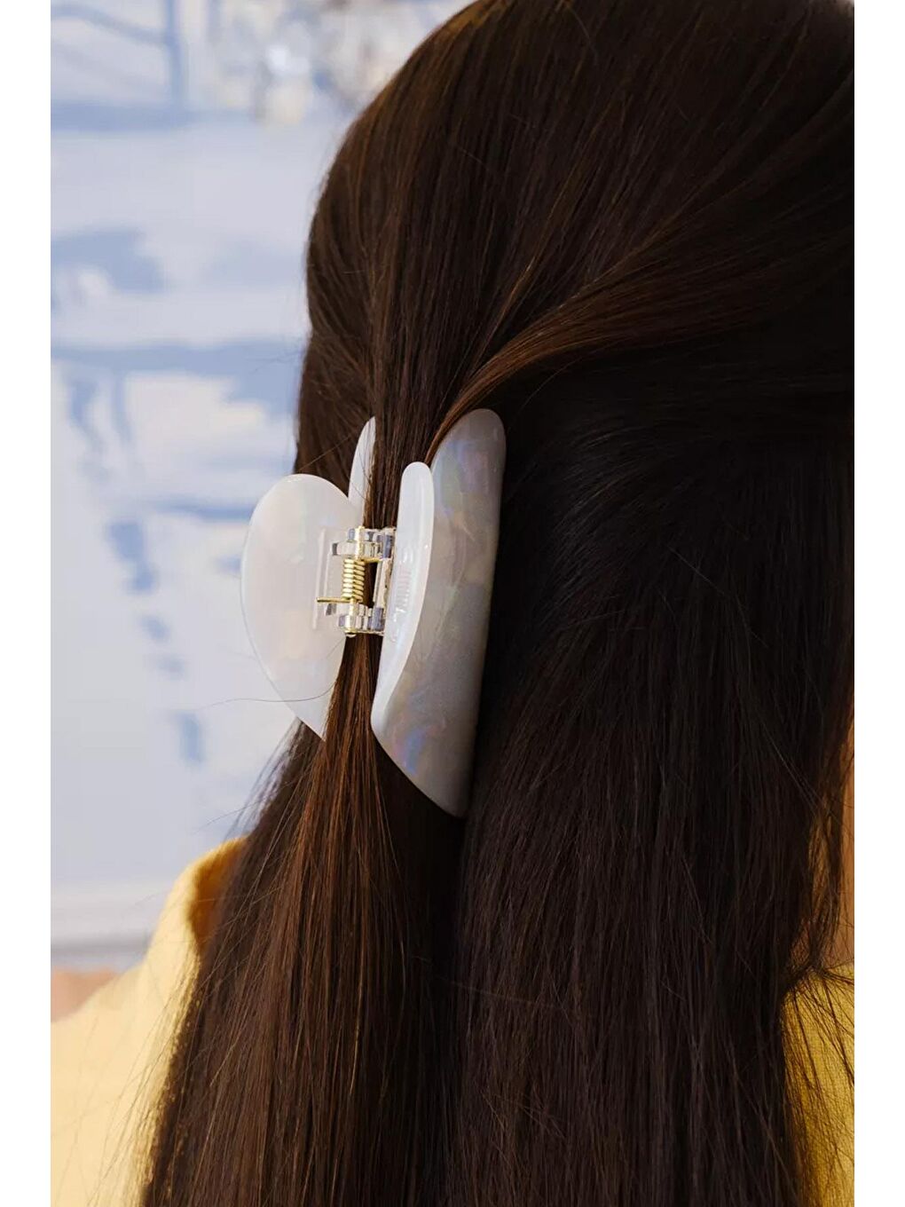 Beyaz Kalp Model Lüks Asetat Mandal Toka-4