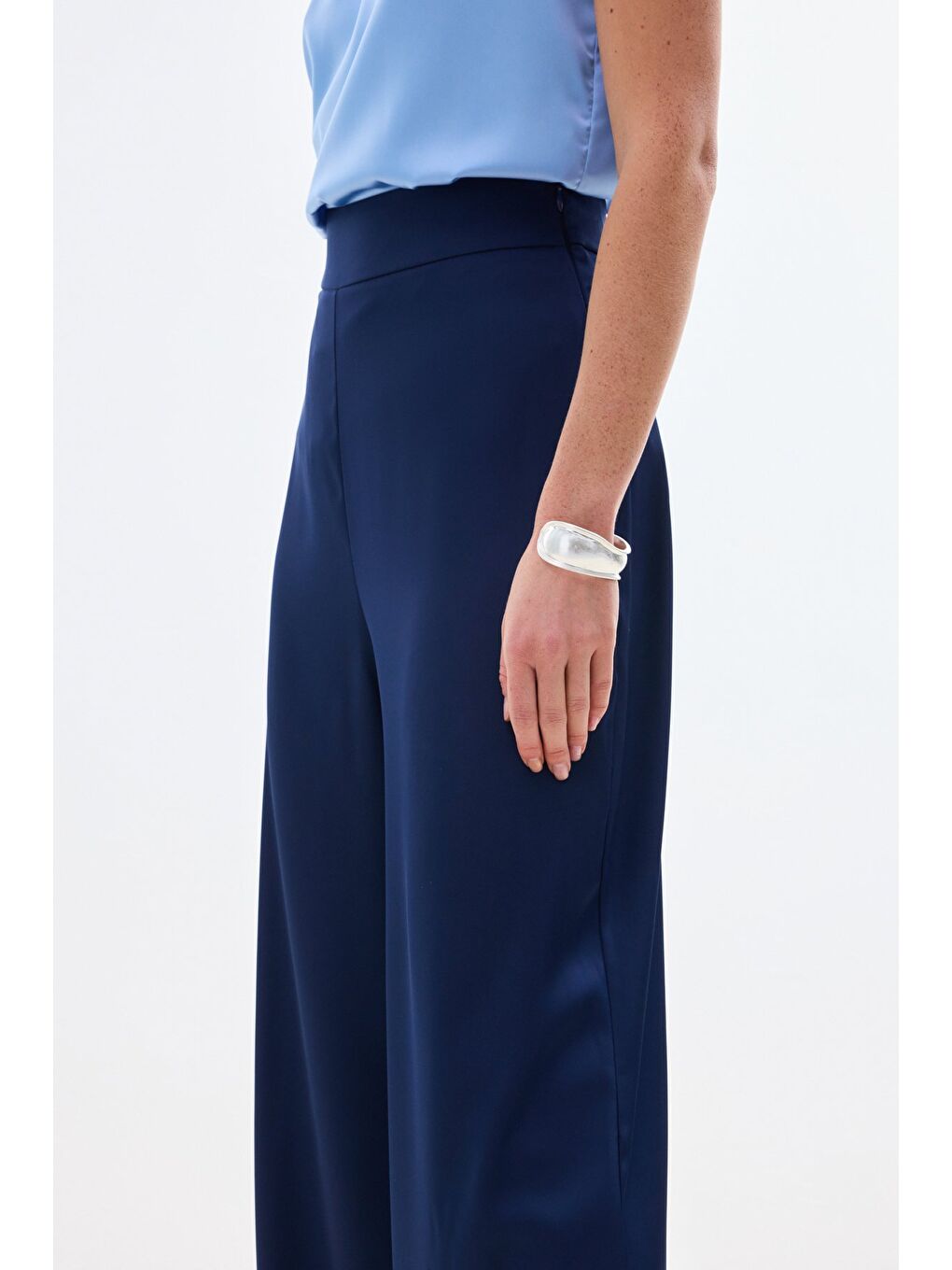 Saten Pantolon - Lacivert-4