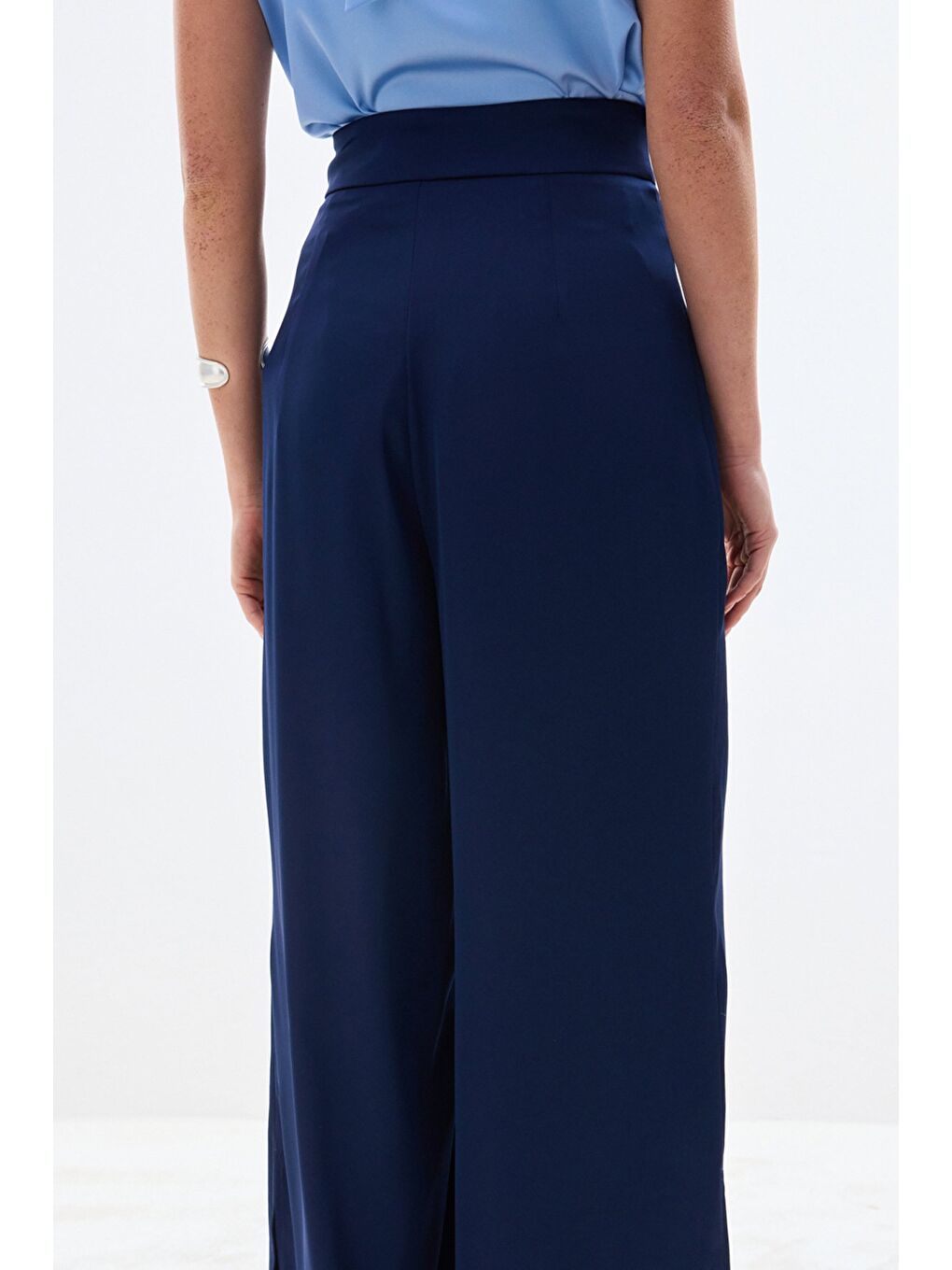 Saten Pantolon - Lacivert-5