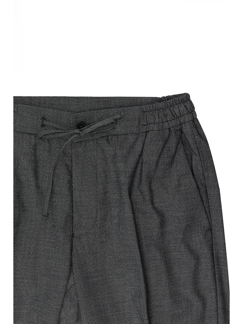 Antrasit Slim Fit Dar Kesim Beli Lastikli İpli Desenli Takım Elbise-4