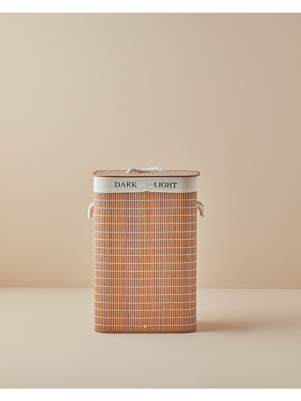 Kahverengi Urbann Bambu Katlanabilir 2 Bölmeli Çamaşır Sepeti Kahve