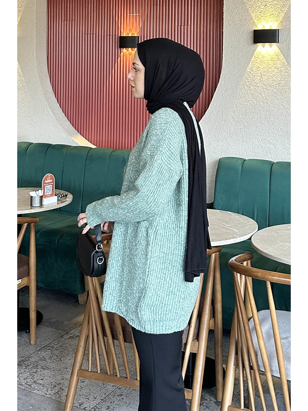 Uzun Hırka Mint Yeşili-1