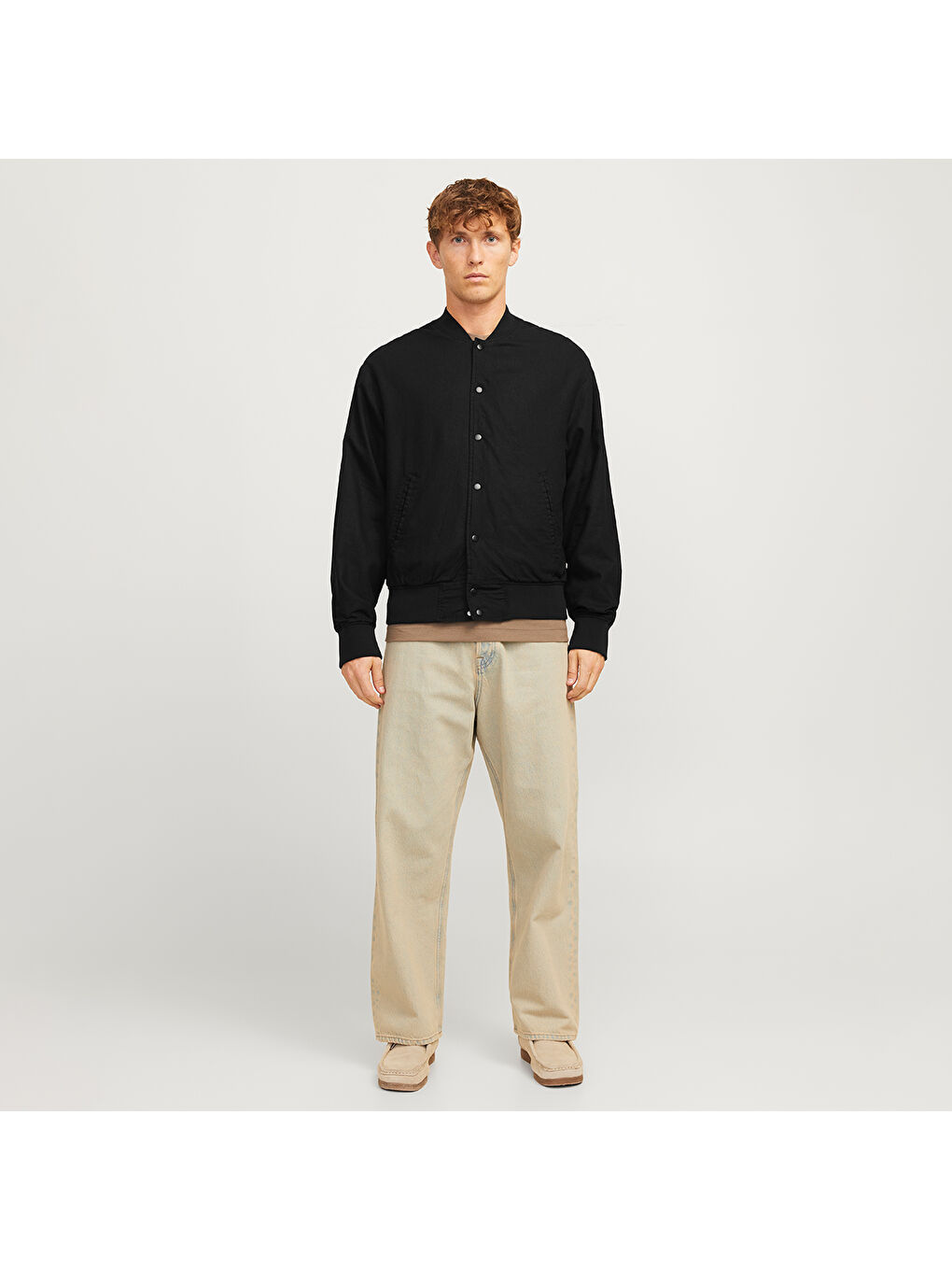 Ario Linen Bomber Erkek Siyah Yuvarlak Yaka Mont-1
