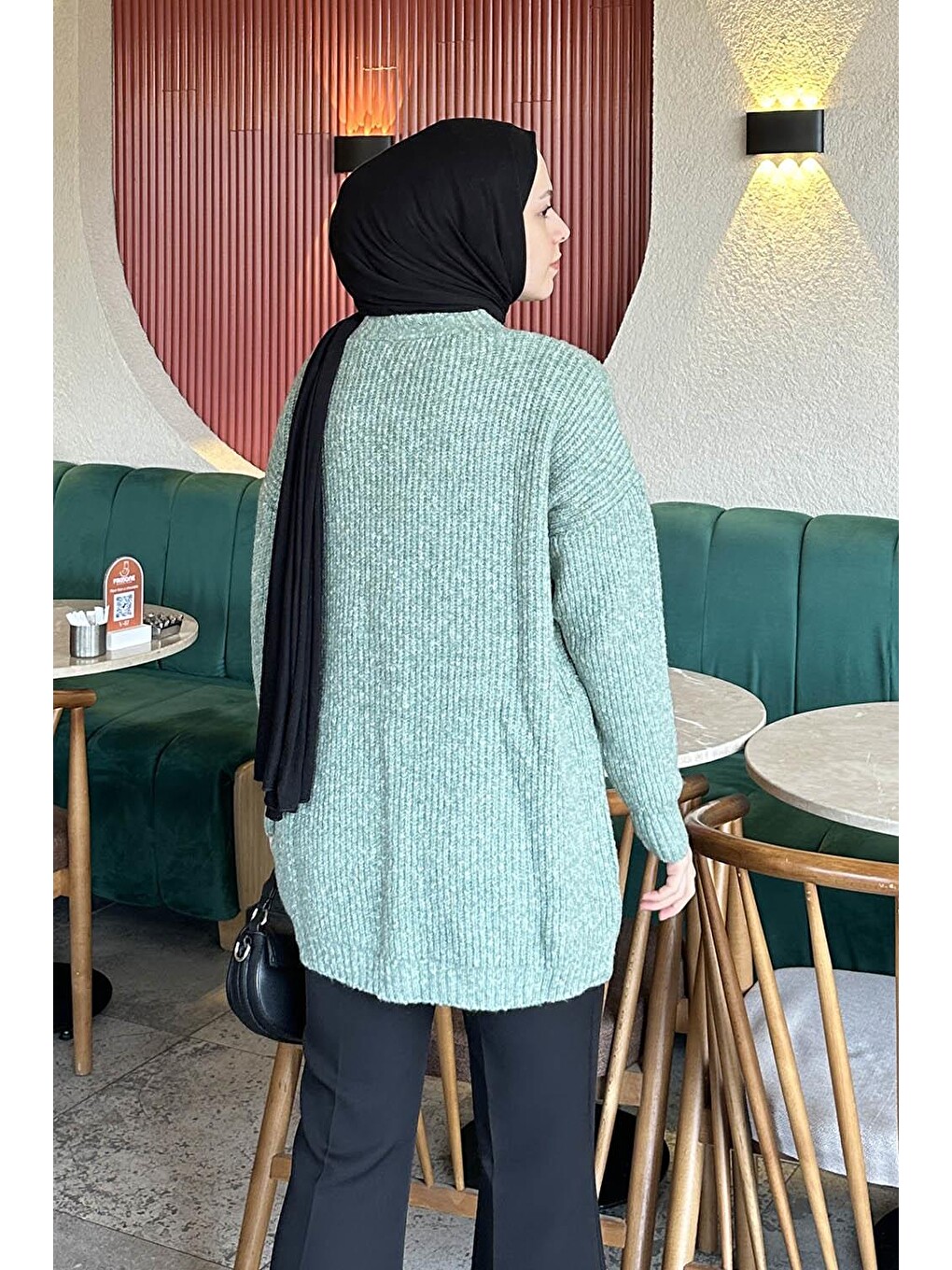 Uzun Hırka Mint Yeşili-3