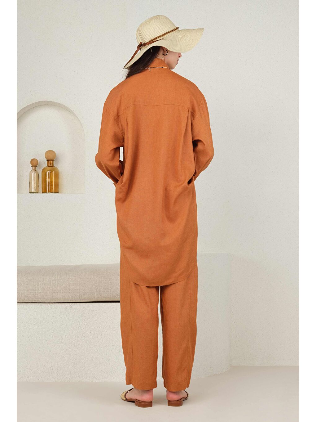 Turuncu Arkası Pileli Gömlek Papaya-4