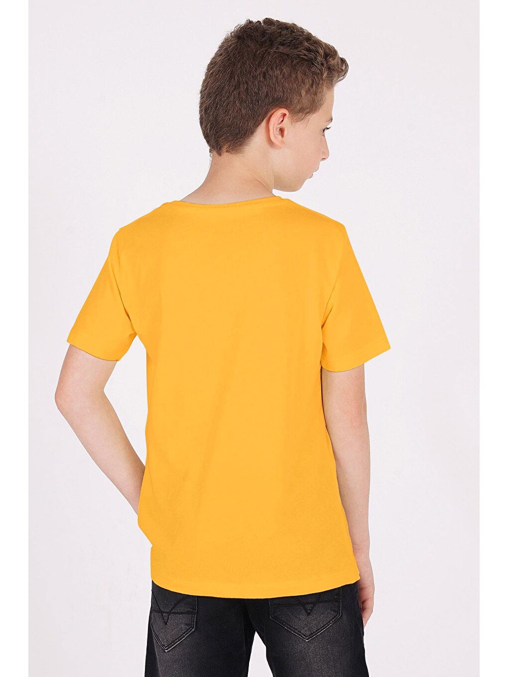 Sarı Bisiklet Yaka Hardal Renk Erkek Çocuk Tshirt-2