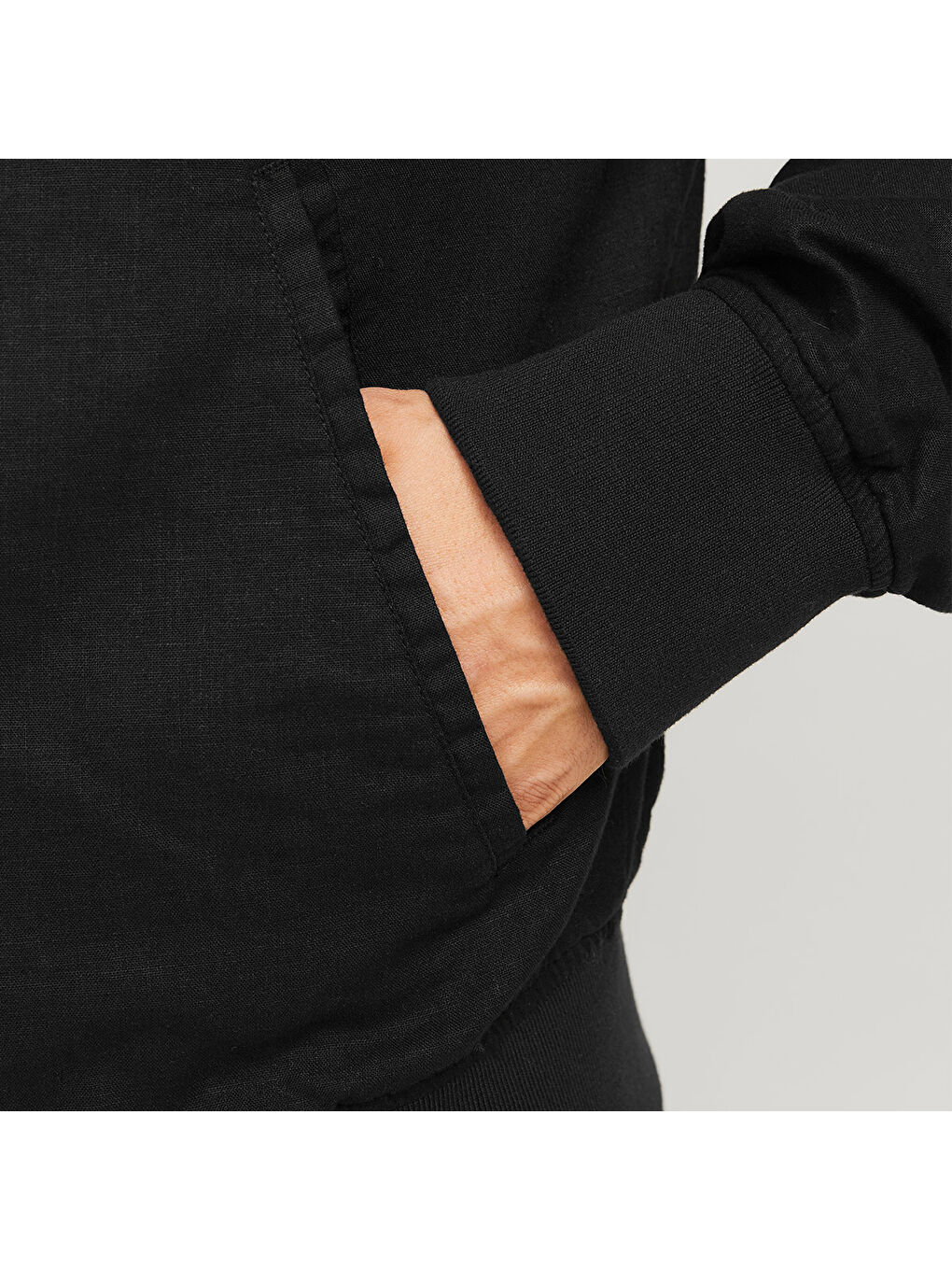 Ario Linen Bomber Erkek Siyah Yuvarlak Yaka Mont-2