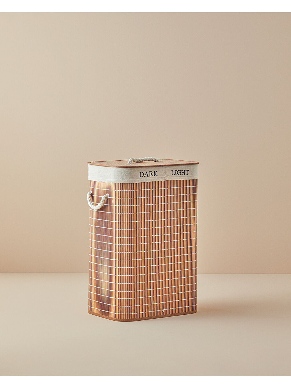 Kahverengi Urbann Bambu Katlanabilir 2 Bölmeli Çamaşır Sepeti Kahve-1