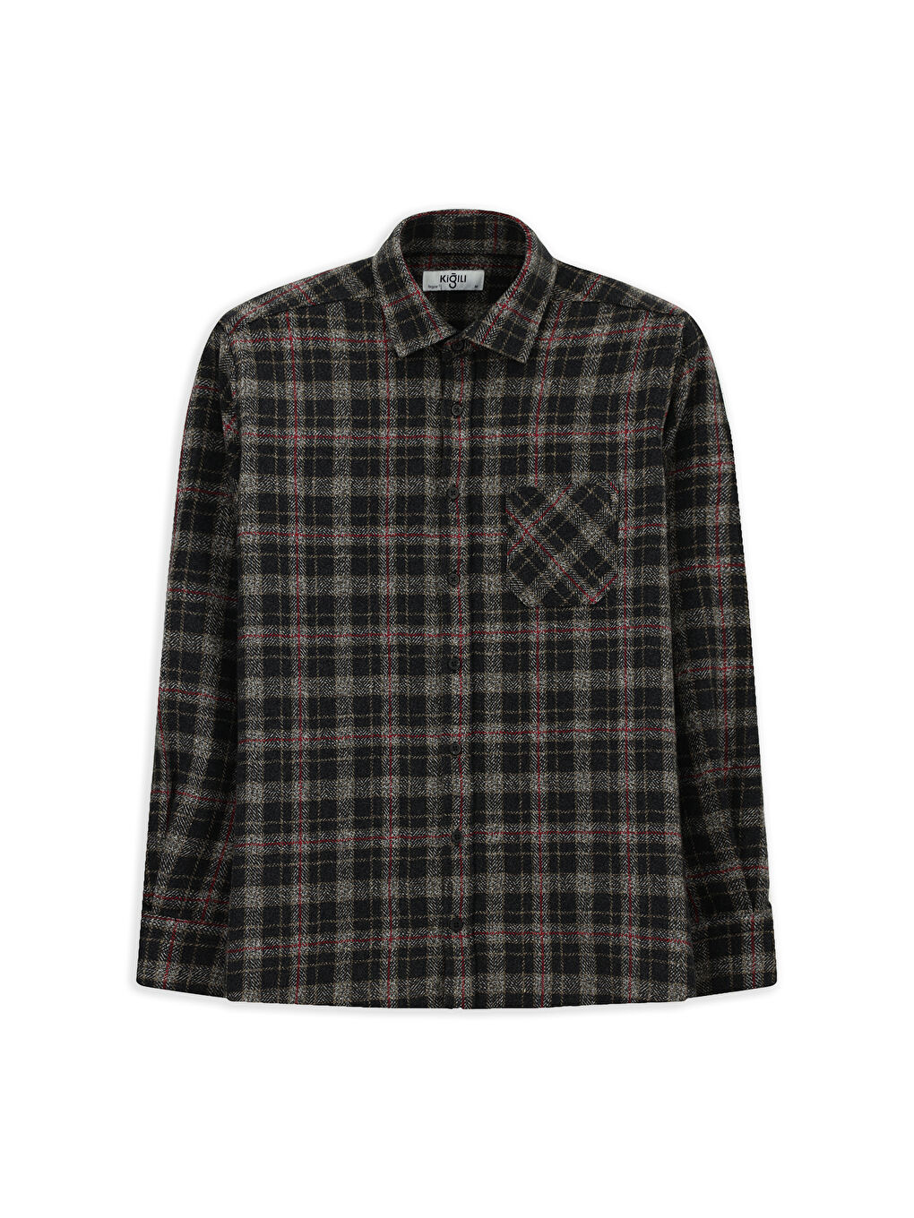 Siyah Uzun Kol Regular Fit Cepli Ekose Pamuk Oduncu Kışlık Gömlek