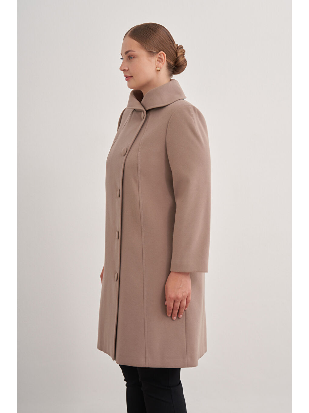 Kahverengi 8578112 Asimetrik Yaka Kaban-1