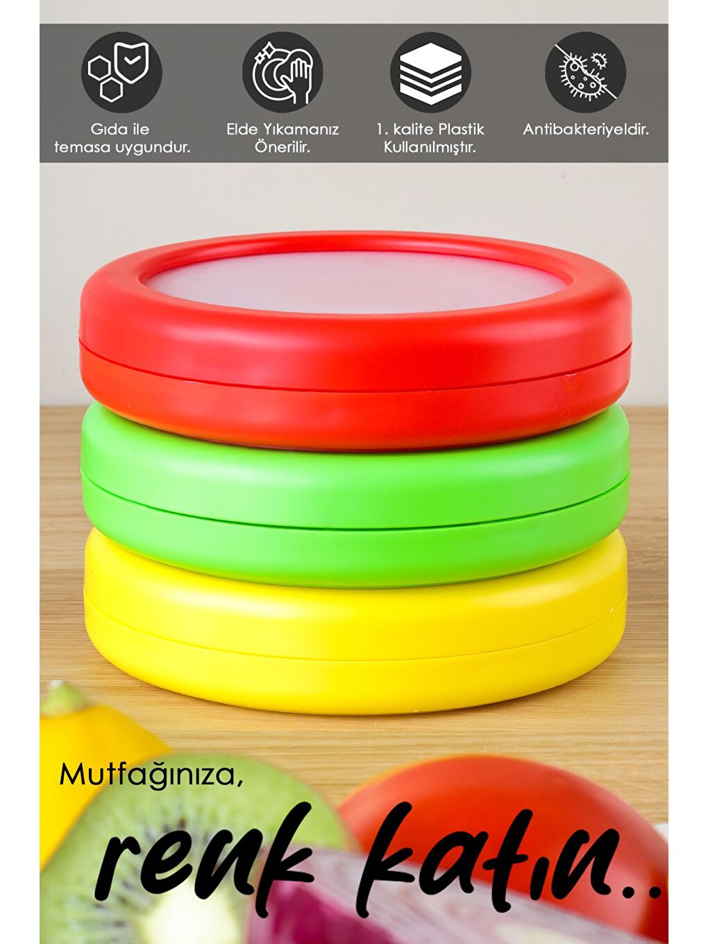 Karışık 3'lü Gıda Koruyucu Saklama Kabı Tazeliği Koruyan Buzdolabı İçi Meyve Sebze Domates Soğan Limon Kabı-5