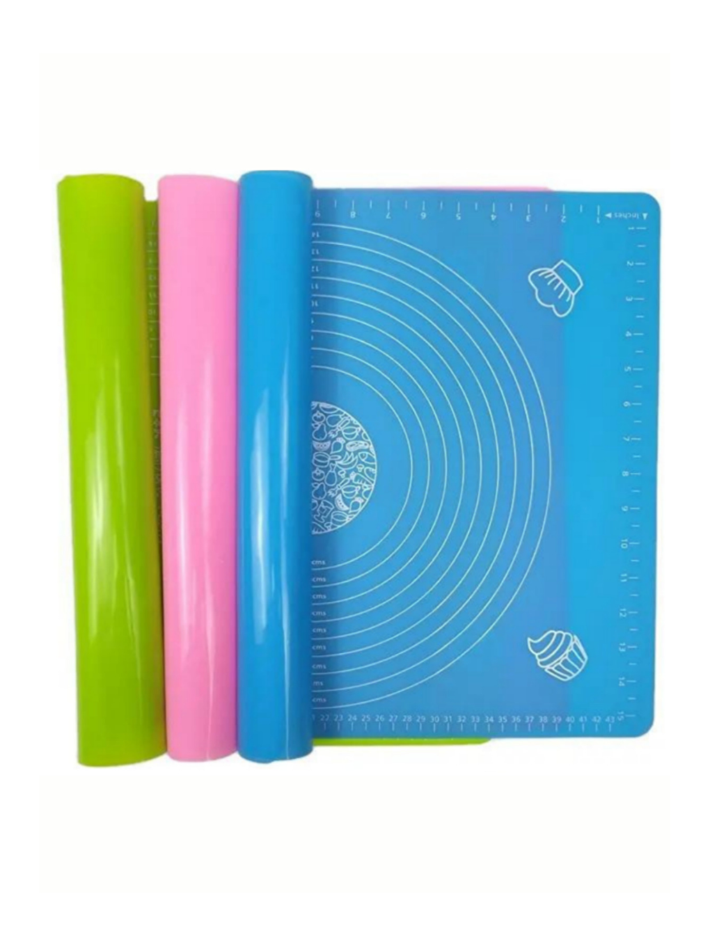 Karışık 45x65 Cm Silikon Hamur Açma Matı Ve Bambu Saplı Silikon Merdane-2