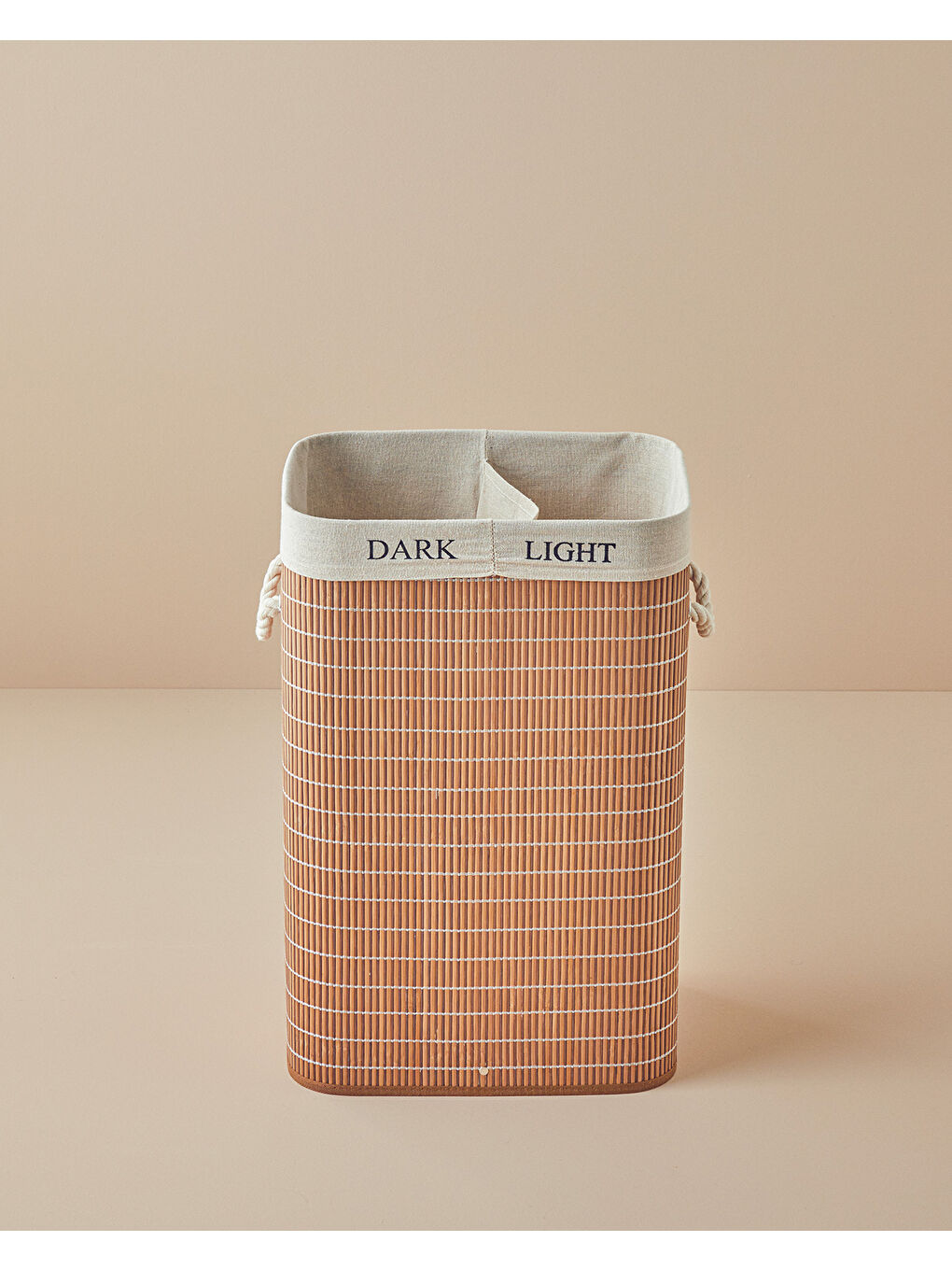 Kahverengi Urbann Bambu Katlanabilir 2 Bölmeli Çamaşır Sepeti Kahve-2