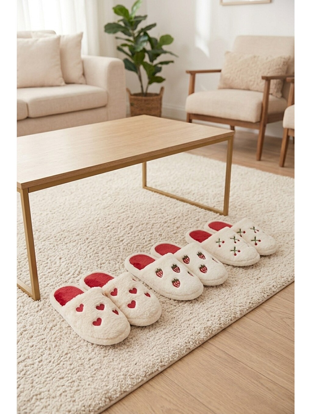 Karışık 3'lu Paket Lovely Terlik Ev Terligi Ses Yapmayan Taban Yumusak Rahat Terlik-1