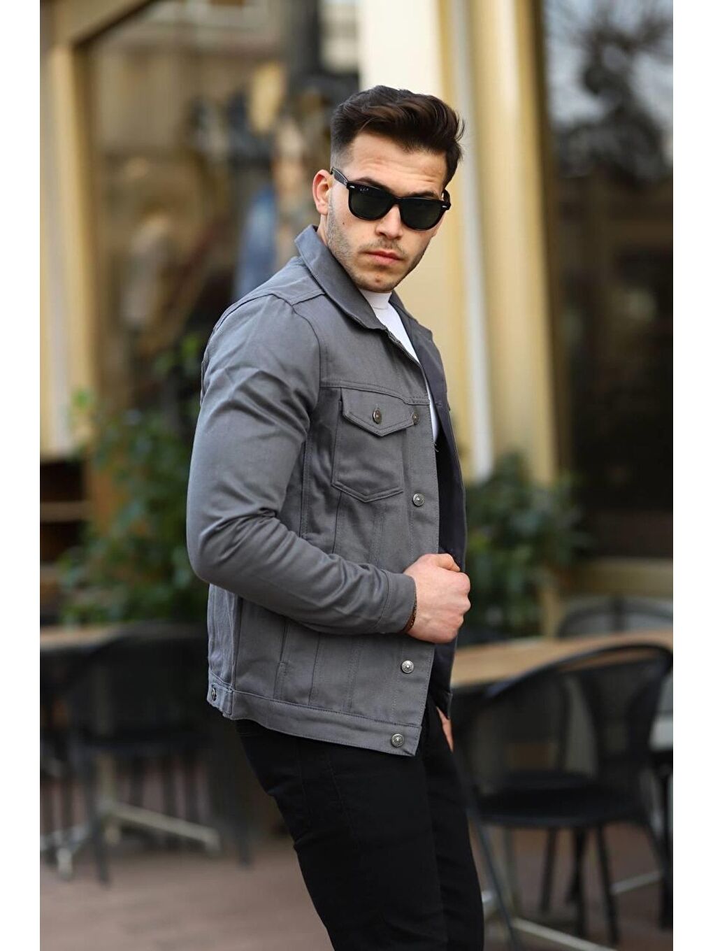 Gri Erkek Jean Ceket-2