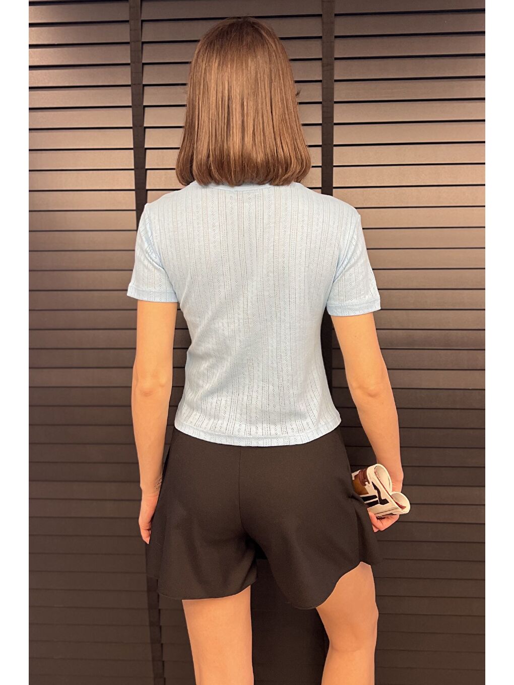 Mavi Kadın Boydan Düğmeli Ajurlu Bluz-2