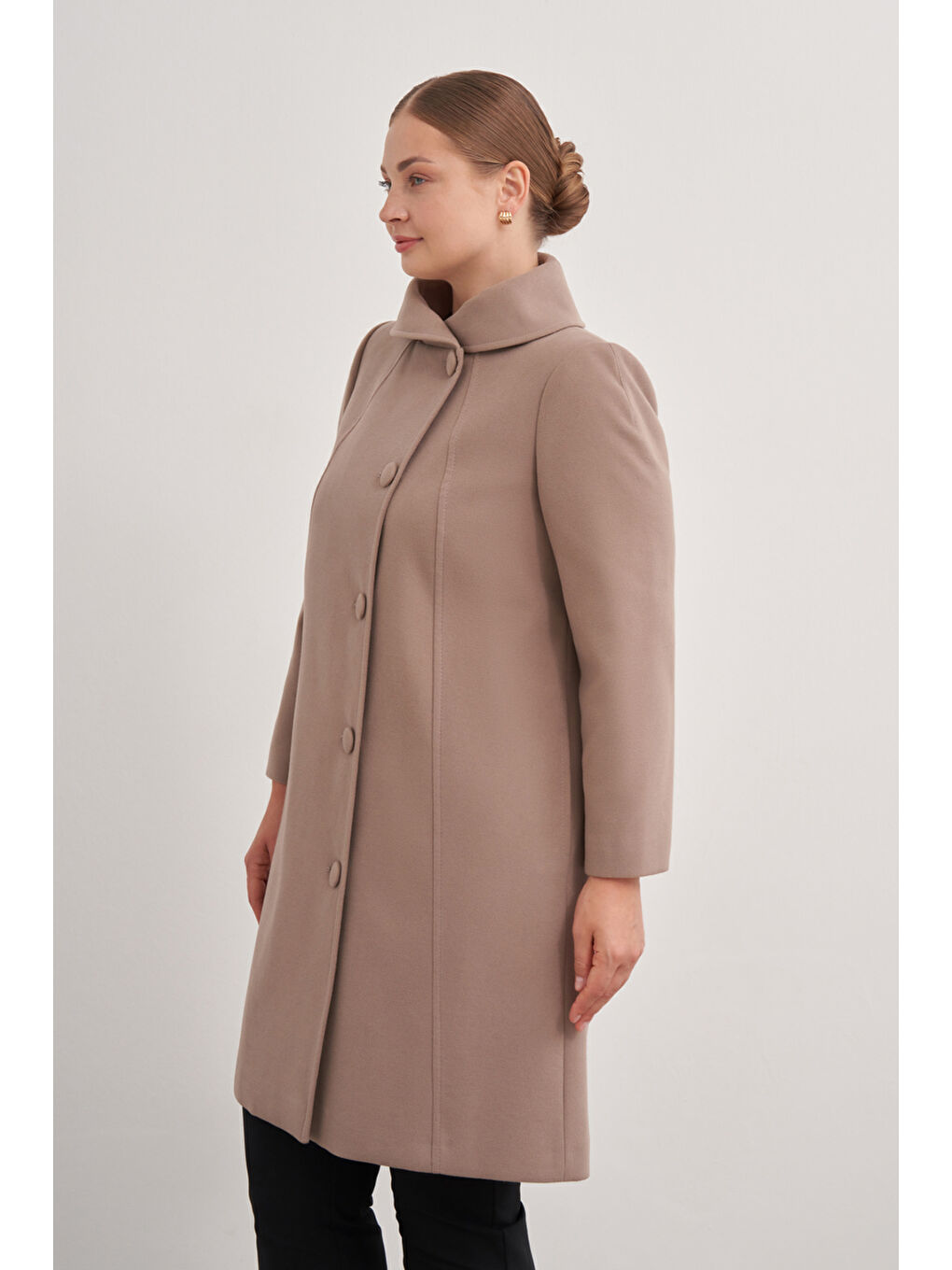 Kahverengi 8578112 Asimetrik Yaka Kaban-3