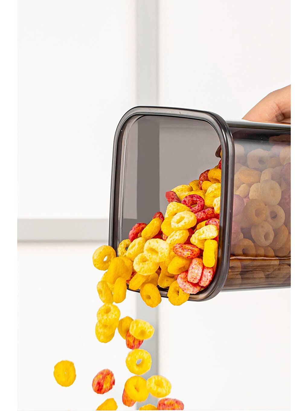 Gri 12'li Set Melly Sızdırmaz Kapaklı Kare Erzak Saklama Kabı Antrasit 12 x 1 10 lt Etiketli-3