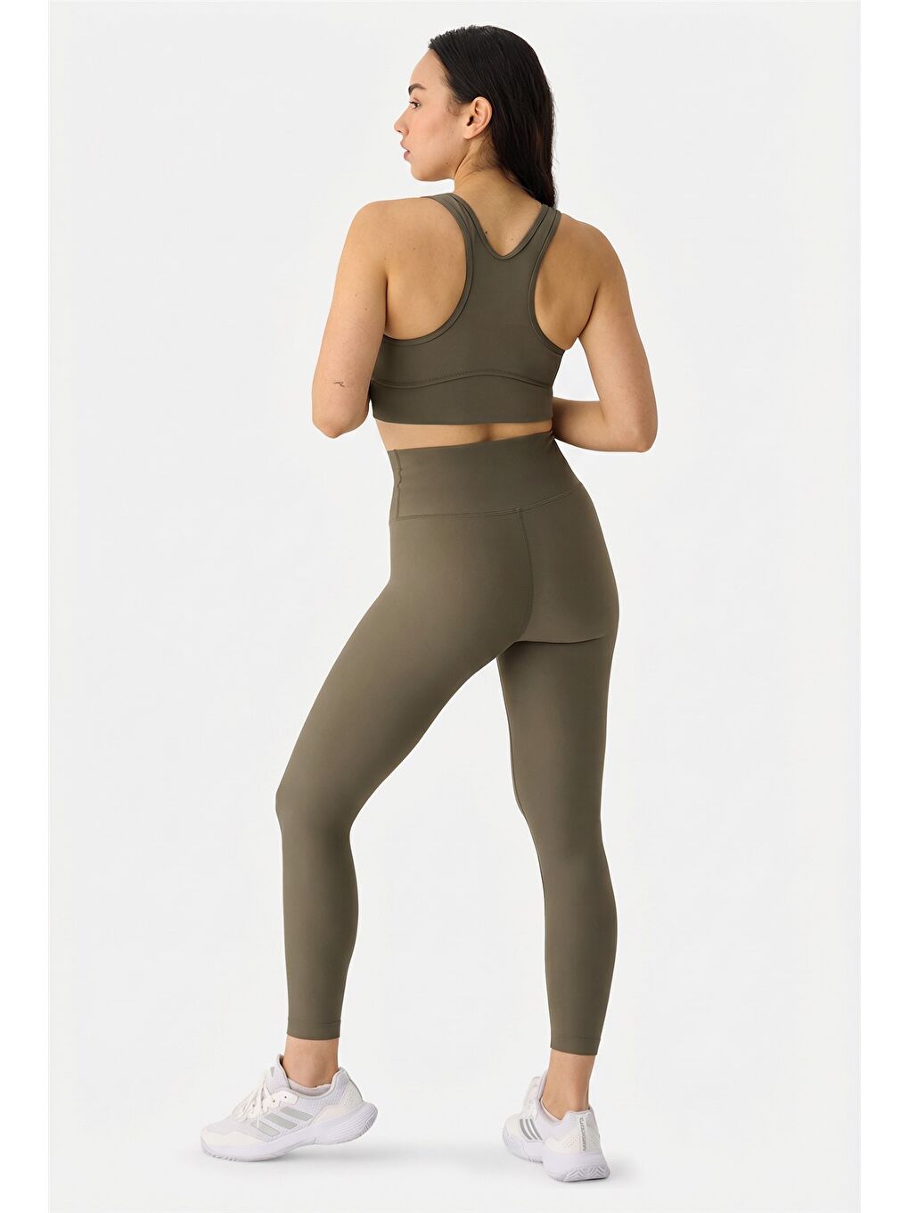 Liora Yumuşak Kumaş 7/8 Haki Spor Tayt-1