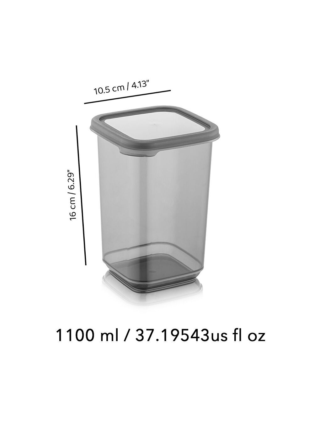 Gri 12'li Set Melly Sızdırmaz Kapaklı Kare Erzak Saklama Kabı Antrasit 12 x 1 10 lt Etiketli-5