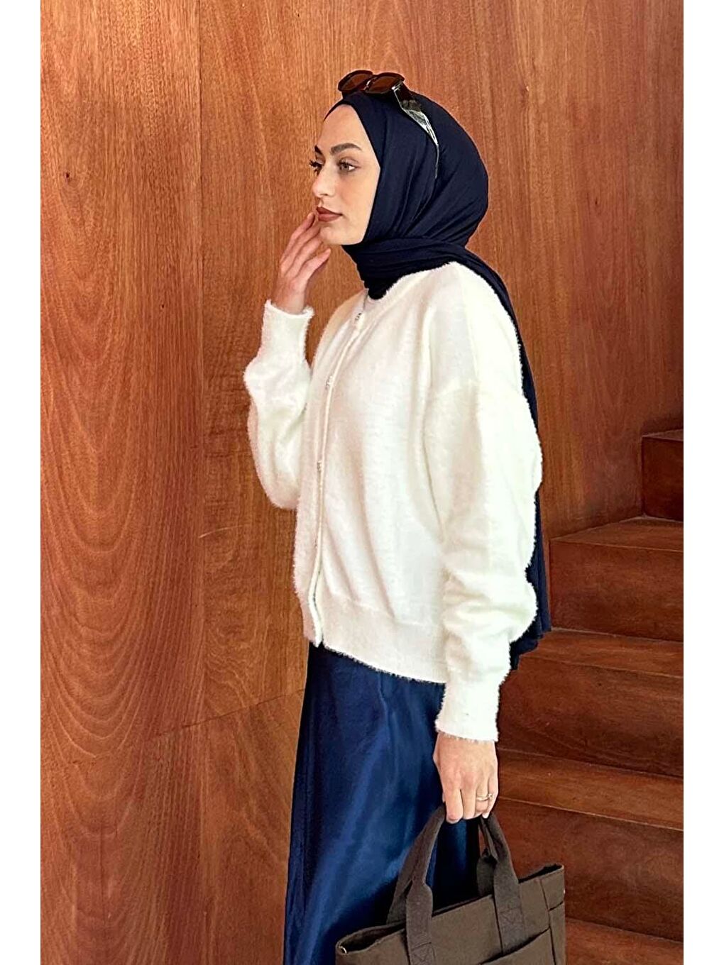 Sakallı Basic Hırka Beyaz-1