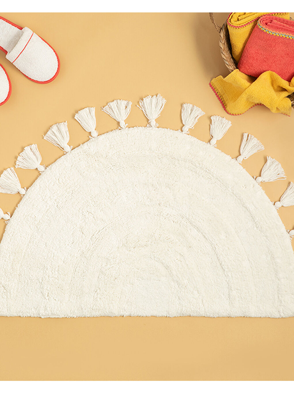 Luna Pamuklu Banyo Paspası Ekru