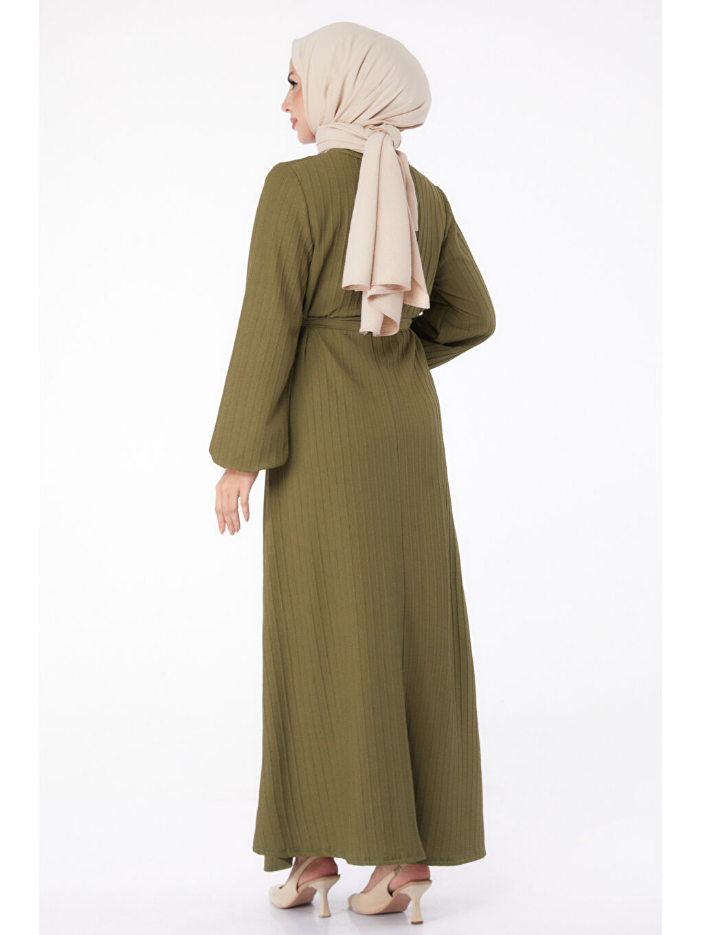 Kuşaklı Elbise Haki - 26281-4