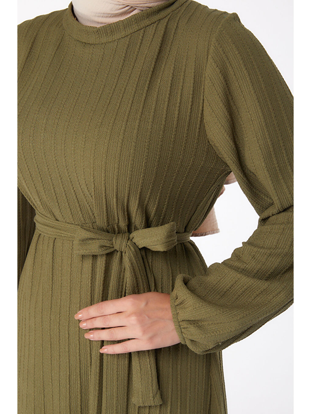Kuşaklı Elbise Haki - 26281-5