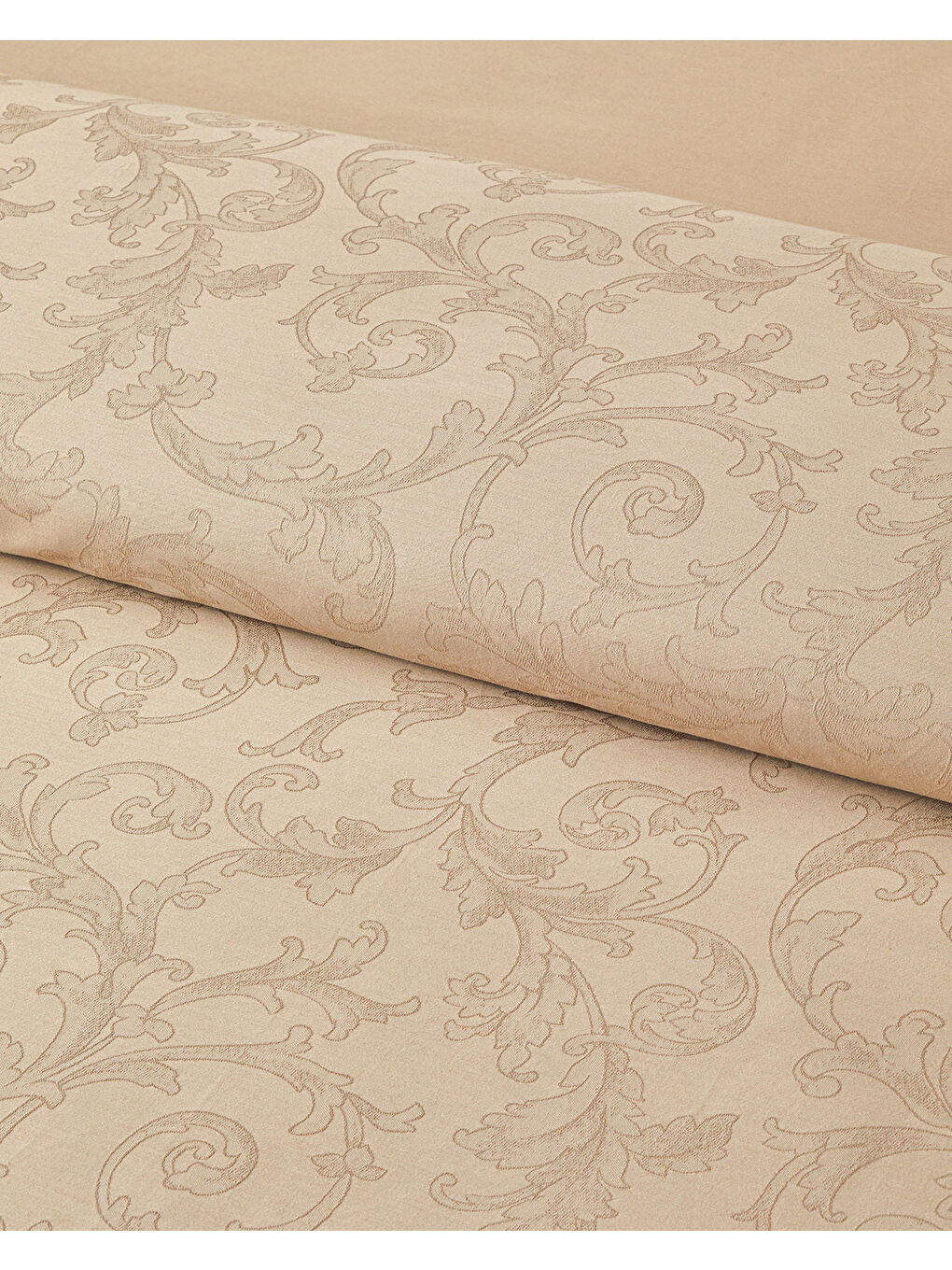 Sarı Royal Scroll Jakarlı Pamuk Saten King Size Nevresim Takımı 240x220 cm Antik Gold-2