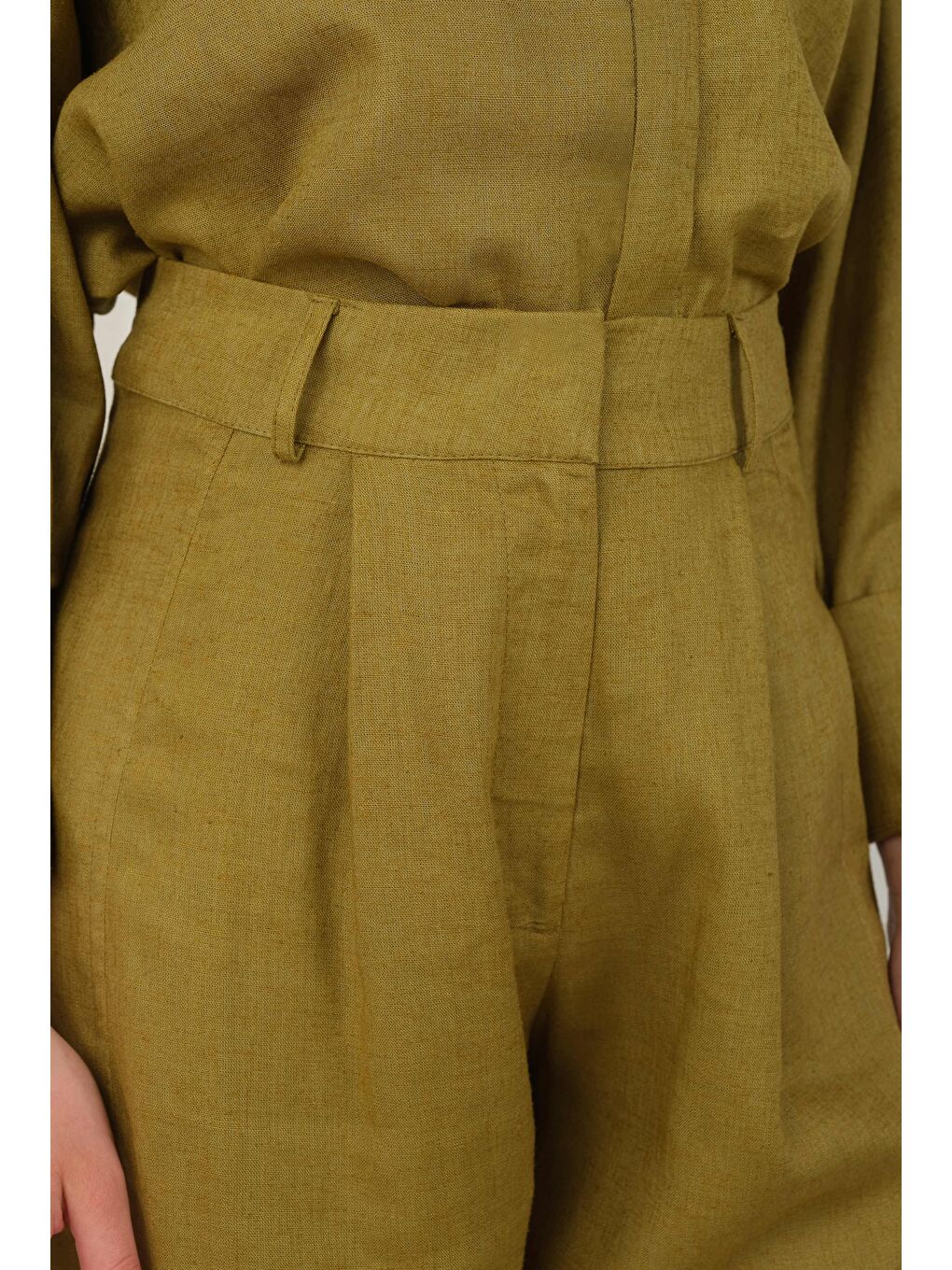 Yeşil Arkası Pileli Gömlek Olive-4