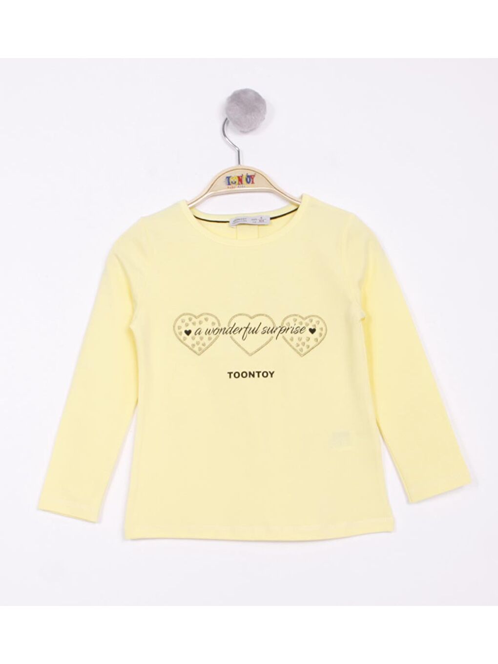 Sarı Kız Bebek Surprise Kalp Nakışlı Tişört