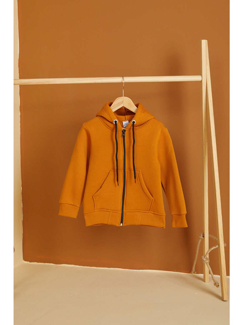 Kahverengi Erkek Çocuk Taba Fermuarlı Sweatshirt - 26557