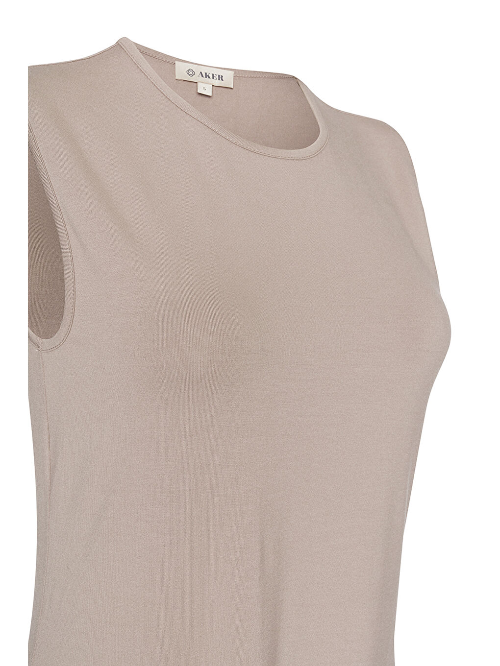 Bej Sıfır Kol Bisiklet Yaka Tunik-1