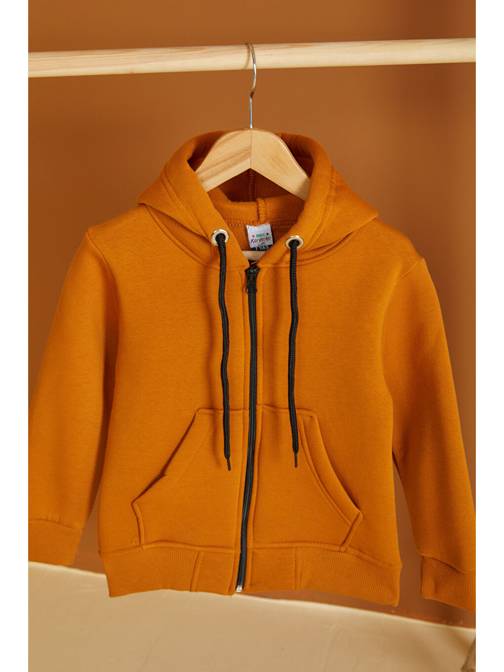 Kahverengi Erkek Çocuk Taba Fermuarlı Sweatshirt - 26557-1