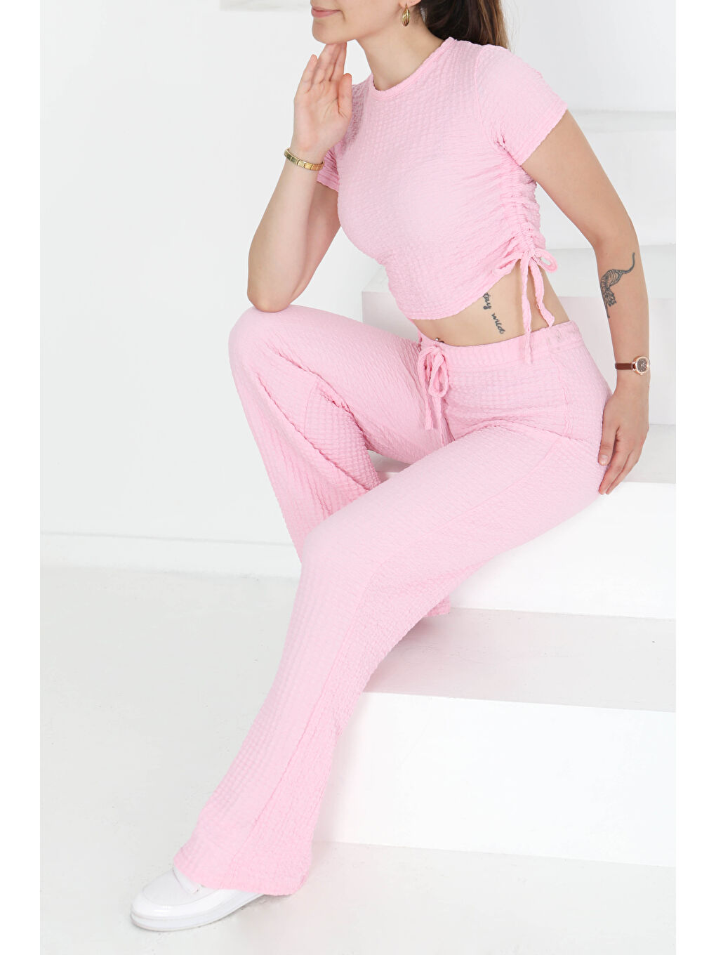 Yan Bağcıklı Takım Pembe - 27277