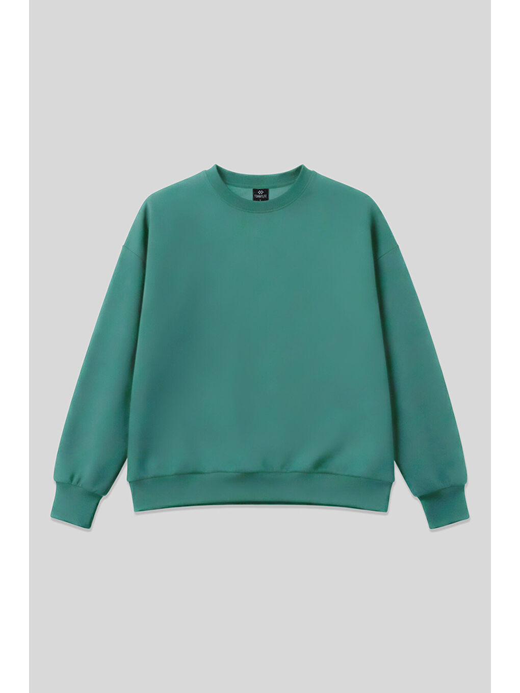 Deniz Yeşili Basic O Yaka Oversize Kadın Sweatshirt - 97053-1