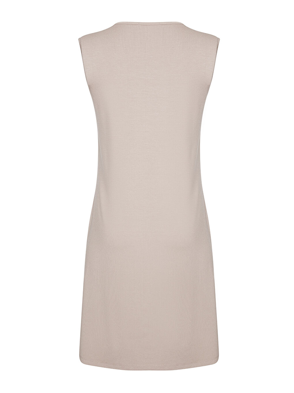 Bej Sıfır Kol Bisiklet Yaka Tunik-2