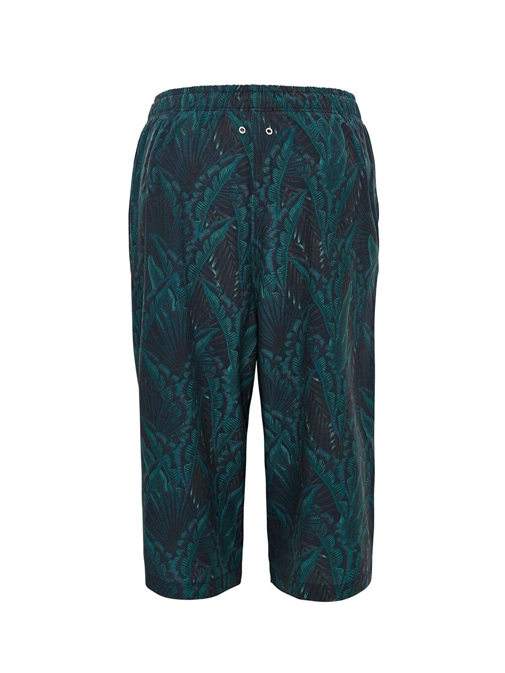 Yeşil Yaprak Desenli Uzun Erkek Havuz Ve Deniz Şortu 5074-1