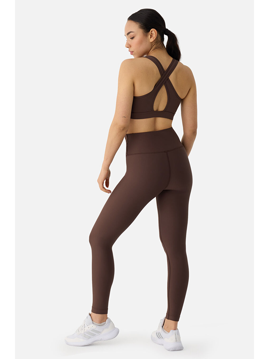 Kahverengi Liora Yumuşak Kumaş 7/8 Acı Kahve Spor Tayt-3