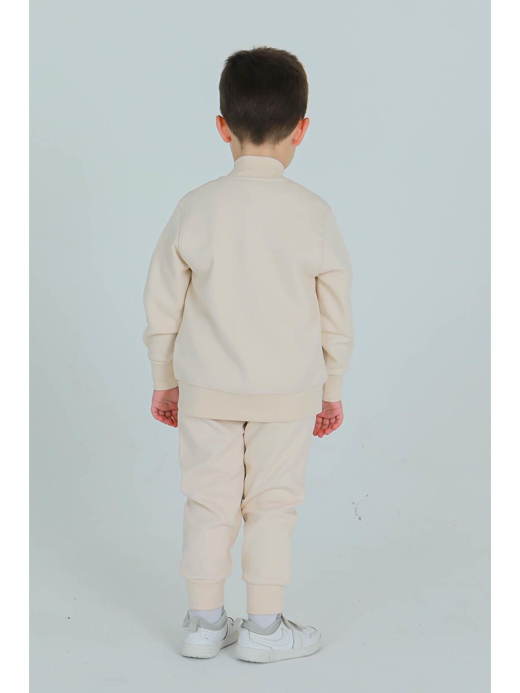 Bej Unisex Çocuk Çift Cepli Baskı Detaylı Eşofman Takımı-3