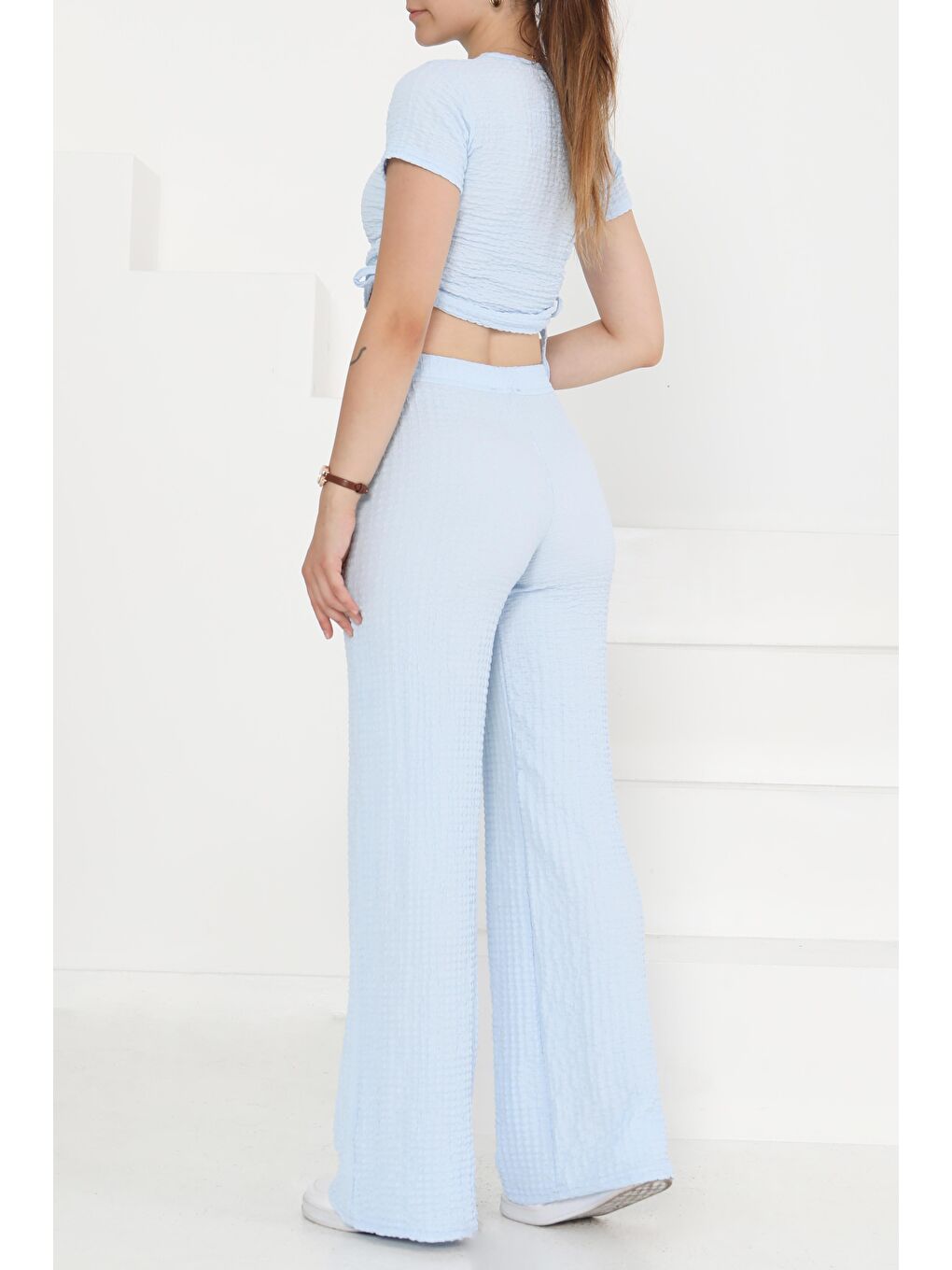 Yan Bağcıklı Takım Bebe Mavi - 27277-4