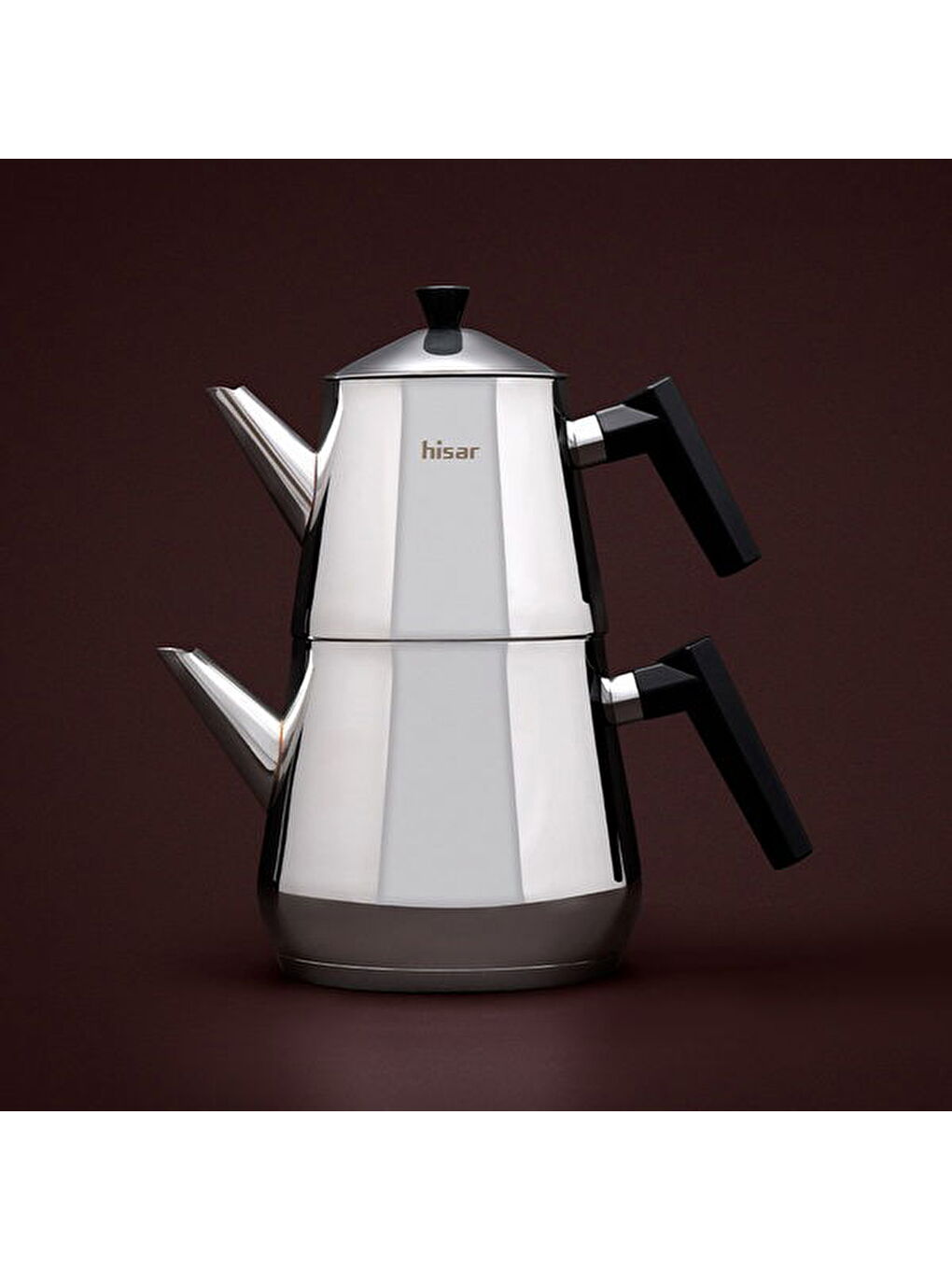 Karışık Heybeli Plus Maxi Çelik Çaydanlık - Siyah - 2,7 lt + 1,5 lt