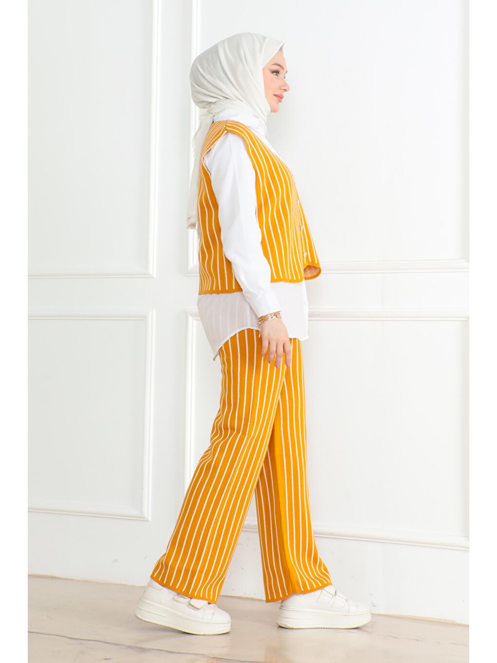 Sarı Üçlü Triko Takım Sari - 26612-2