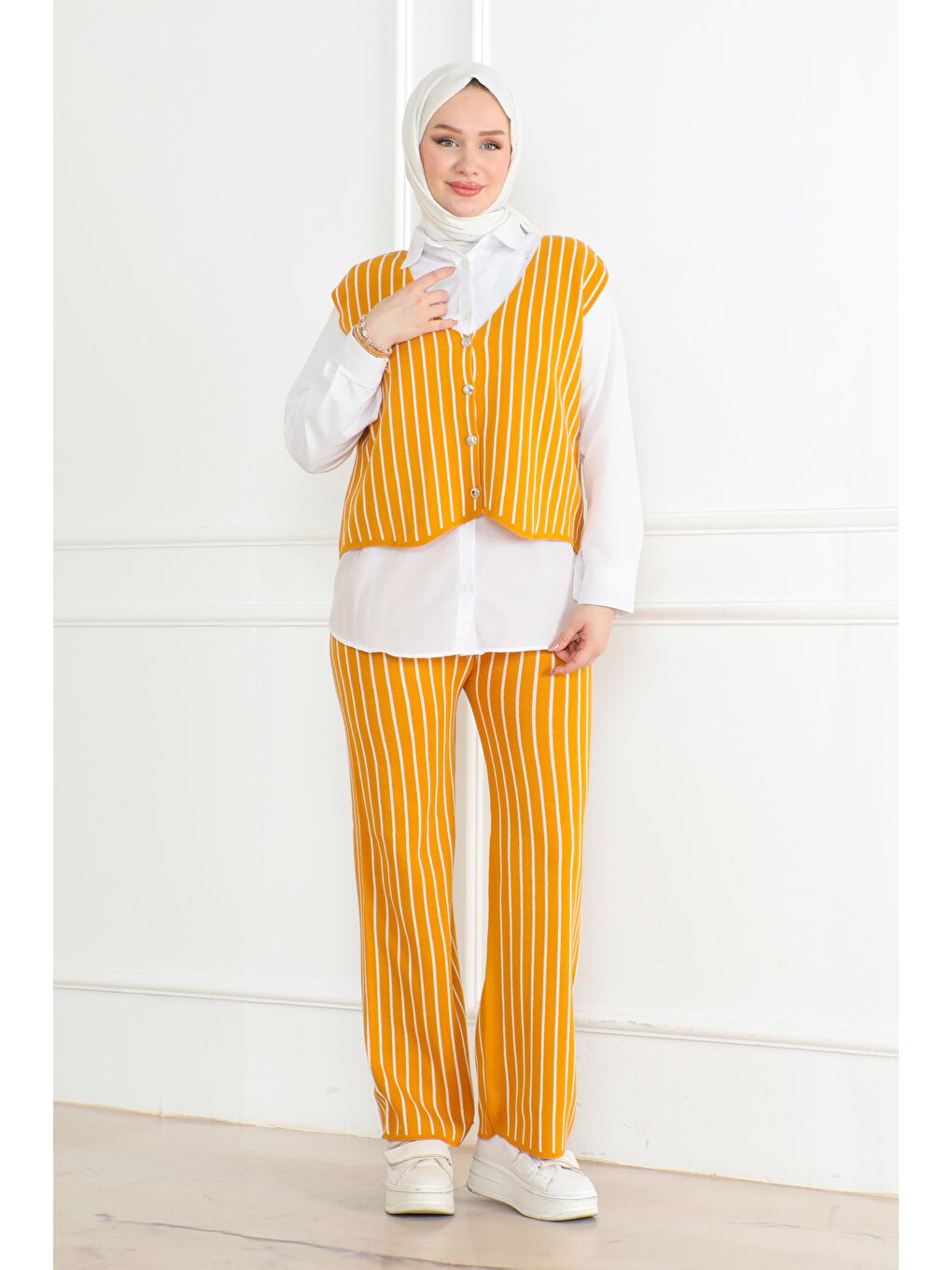 Sarı Üçlü Triko Takım Sari - 26612-3